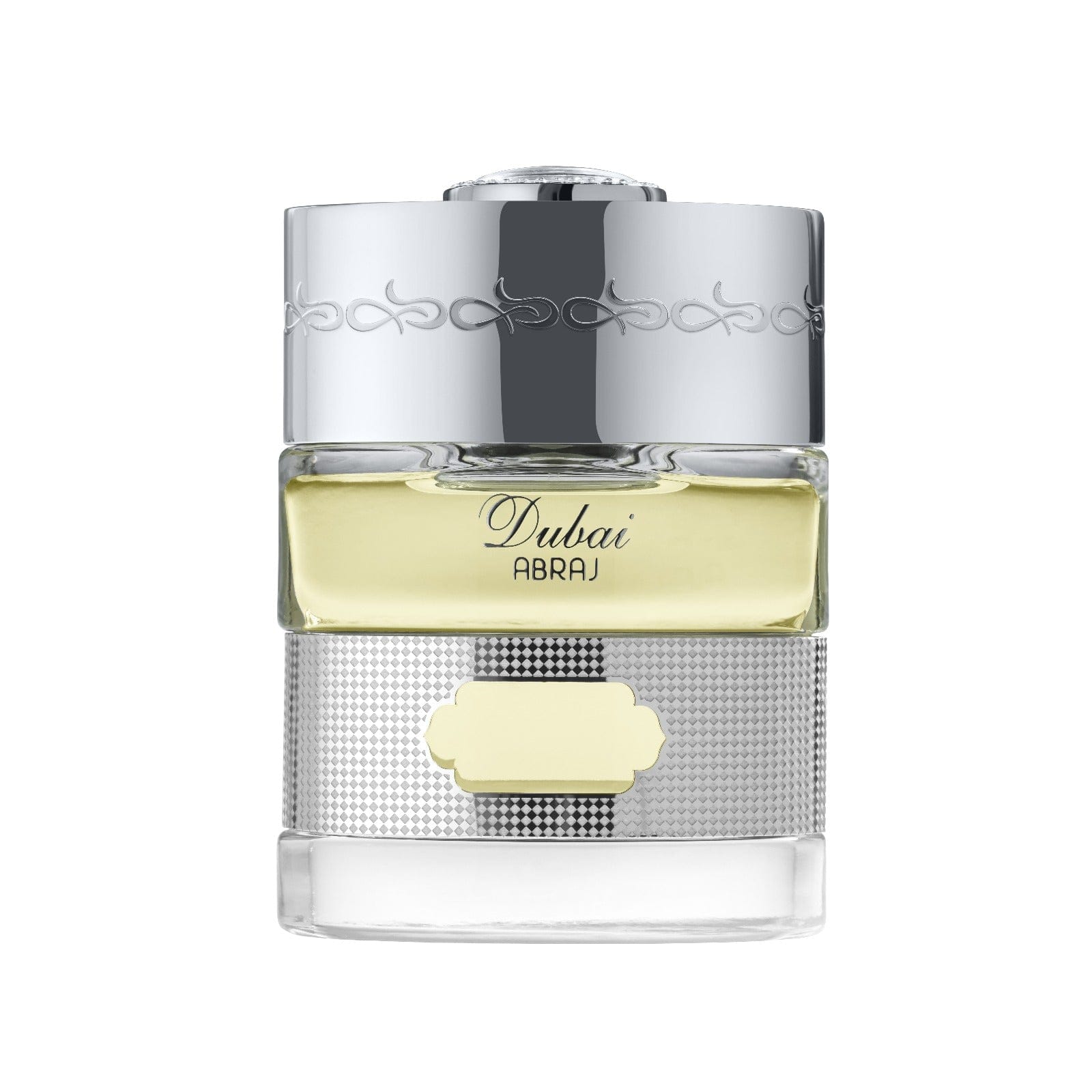 "Dubai Abraj di The Spirit of Dubai – profumo moderno e strutturato ispirato allo skyline di Dubai, con note metalliche, cuoio, oud, spezie fredde, muschio e ambra."