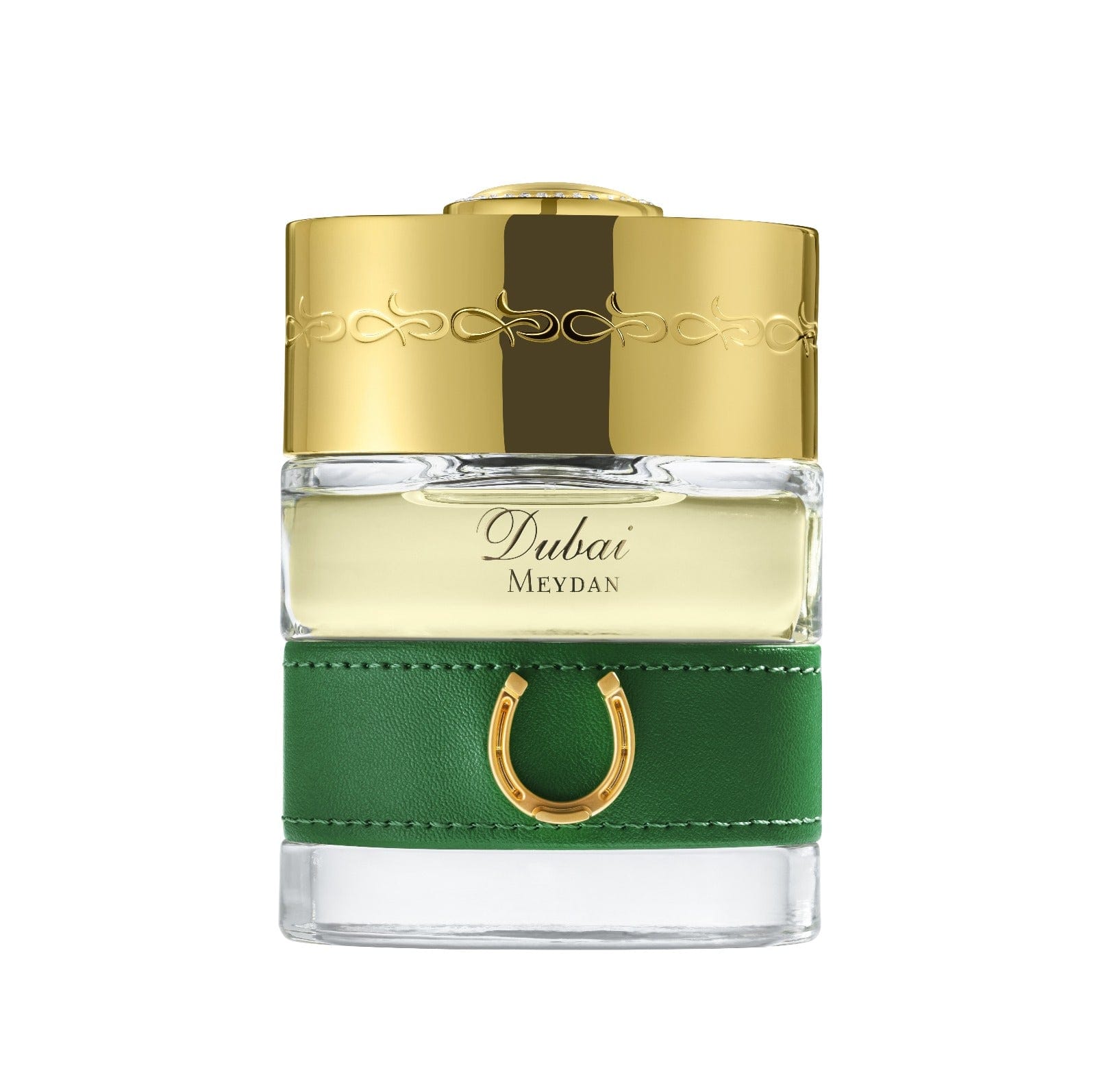 "Dubai Meydan di The Spirit of Dubai – profumo orientale cuoiato ispirato al mondo delle corse arabe, con note di cuoio, ambra, legni pregiati, spezie e un tocco animale."