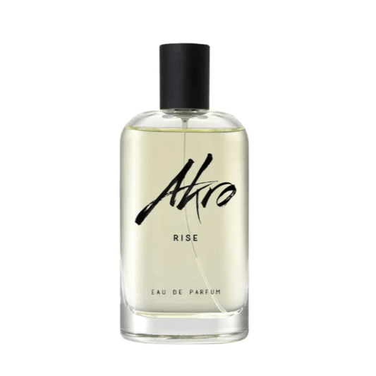 "Rise di Akro 100ml – profumo energizzante e vibrante con note di agrumi freschi, pepe rosa, fiori bianchi e legni chiari, perfetto per chi cerca vitalità e luminosità."