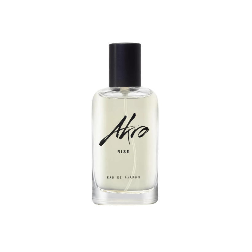 "Rise di Akro 30ml – profumo energizzante e vibrante con note di agrumi freschi, pepe rosa, fiori bianchi e legni chiari, perfetto per chi cerca vitalità e luminosità."