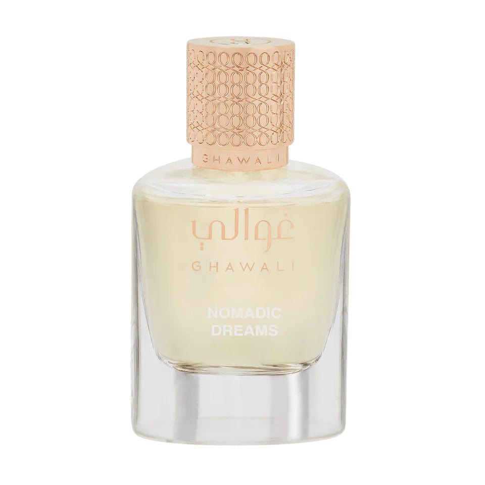 Profumo Ghawali Nomadic Dreams 75 ml – fragranza unisex con note orientali, ambrate e legnose, ispirata allo spirito del viaggio e dell’esplorazione.